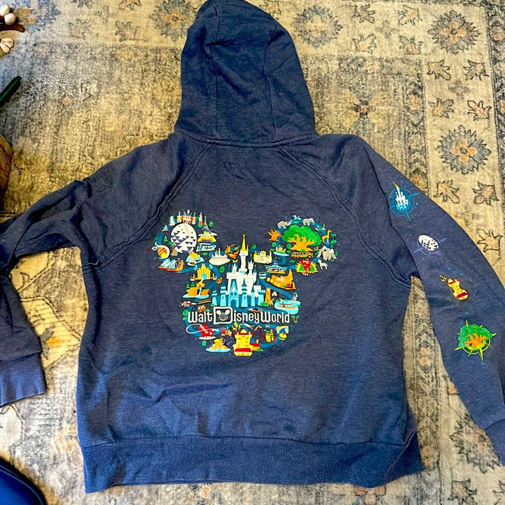Walt Disney world embroidered/screen printed full zip hoodie